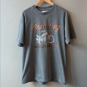 Anine Bing Motorcycle Los Angeles Washed Charcoal Tee, Large